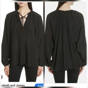 Elizabeth and James Black Relaxed Tie Front Blouse